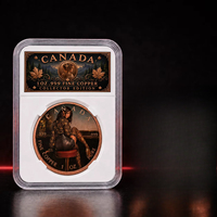 Pièce commémorative en cuivre fin 99,9 % de 1 once, motif feuille d'érable du Canada, pièce de collection avec étui de protection et de présentation