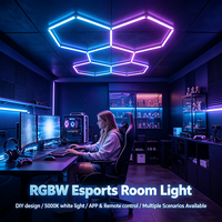 Éclairage de salle d'e-sport hexagonal RGBW facile à installer et à démonter, LED blanche 5000K modulaire DIY pour la décoration de la salle de jeu à domicile