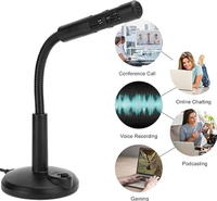 Microphone à condensateur omnidirectionnel à col de cygne USB filaire - Léger et portable pour le streaming sur ordinateur, les jeux, les conférences