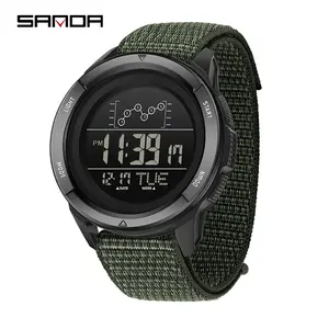 Reloj deportivo SANDA 2198 para hombre, correa de nailon, pantalla digital LED, alarma multifuncional y cuenta regresiva, reloj de pulsera resistente al agua - Product Image 1
