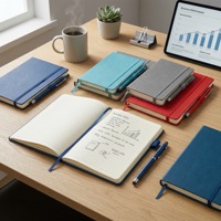 Ensemble de carnet en cuir PU personnalisé A5 A6 avec stylo assorti, papier épais 80g, logo personnalisable - Cadeau d'entreprise, Noël, rentrée scolaire
