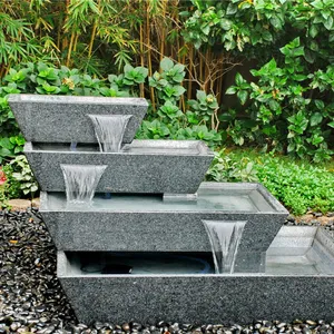 옥외 뒤뜰 안뜰 장식을 위한 자연적인 Handmade 옥외 조경 화강암 돌 물 정원 샘