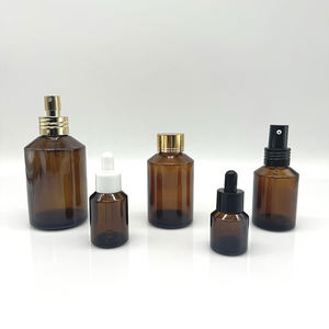 遮光性のある15ml 30ml 60ml 100ml 200mlの琥珀色の美容液ガラス瓶、エッセンスクリーム化粧品包装用のカスタムシルクスクリーンロゴ入り - Product Image 1