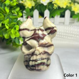 新しいクリスタルデーモンスカル彫刻工芸品約9センチ手彫り天然石アートコレクション家の装飾クールスタイルギフト - Product Image 4