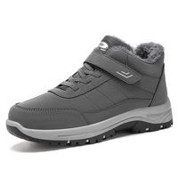 Chaussures d'hiver pour hommes, bottes de neige doublées pour l'extérieur, antidérapantes, chaussures de marche, fermeture Velcro, bottes confortables pour le froid pour adultes