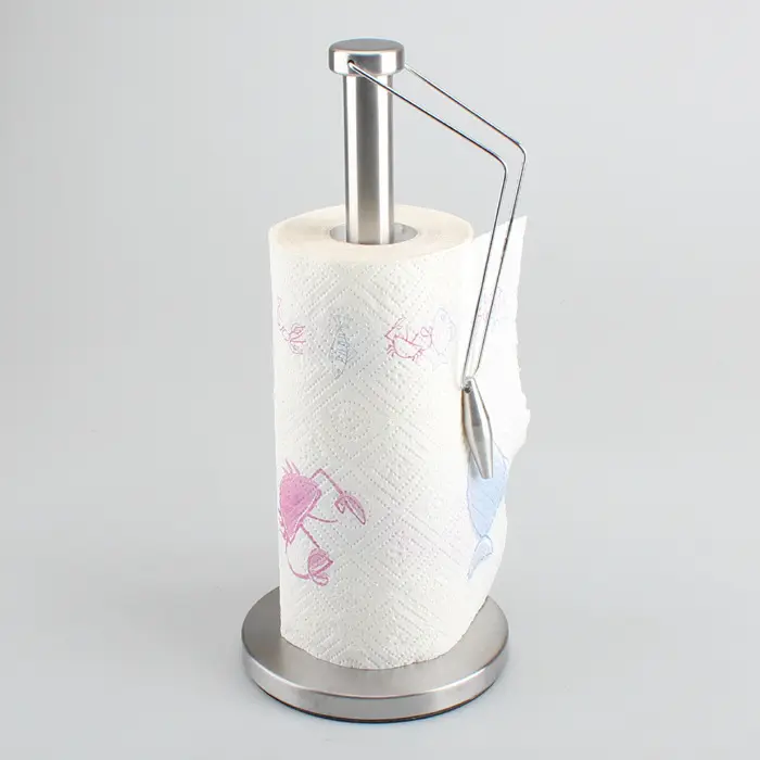 Meja dapur baja tahan karat perak, Dispenser handuk kertas berdiri dengan pegangan handuk kertas pegas yang dapat disesuaikan