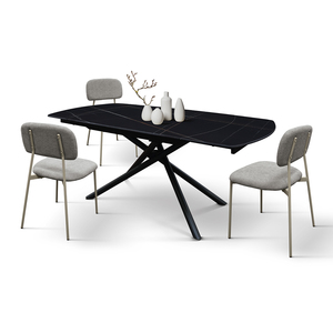 Mesa Extensible Giratoria de Cerámica Brando, Base de Metal Negro Sahara, para Comedor Interior - Product Image 3