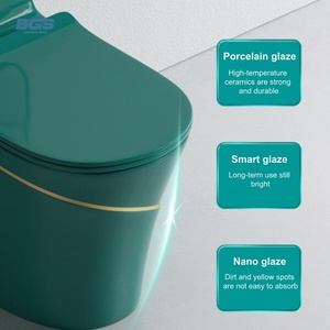 Inodoro Occidental <span class=keywords><strong>de</strong></span> Lujo con Sifón en S, <span class=keywords><strong>de</strong></span> Cerámica, Montado en el Suelo, <span class=keywords><strong>de</strong></span> Forma Cuadrada, <span class=keywords><strong>de</strong></span> Una Pieza, Color Negro con <span class=keywords><strong>L</strong></span>ínea Dorada - Product Image 3