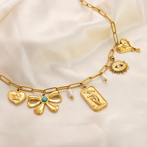 Sun Pendant <b>Necklace</b> 18K Gold Plated Stainless Steel Geometric Design Party Jewelry Clavicle Chain Fashion <b>Statement</b> Piece - Product Image 4