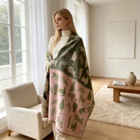 Écharpe longue réversible à motif géométrique pour femme, châle douillet effet cachemire avec franges, accessoire multifonctionnel pour l'hiver et les températures froides