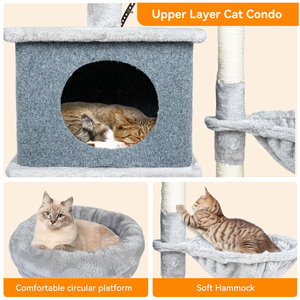 Modern Large 4-Level Cat Tree with Plush Climbing Frame Nest <b>Scratching</b> <b>Post</b> Multi-Level Design 10kg for Indoor Cats All Seasons - Product Image 5