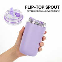Mug à café portable isotherme en acier inoxydable 304 sans BPA avec double couvercle et paille