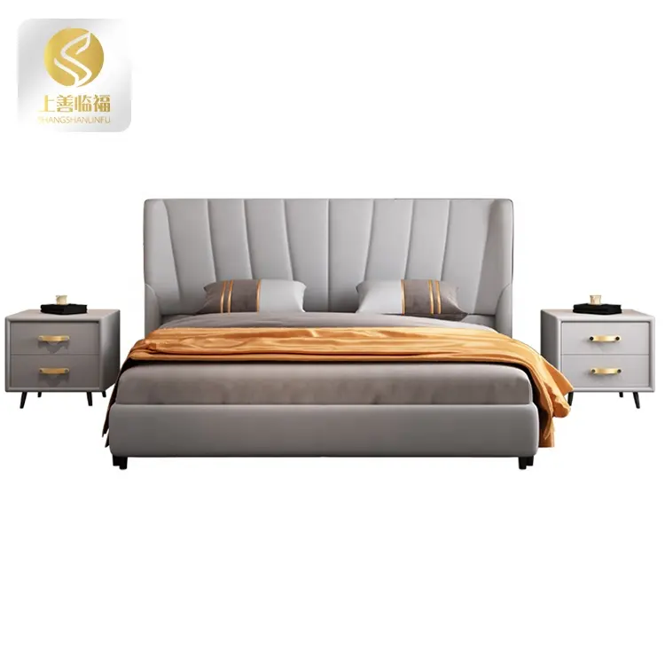 Moderne Schlafzimmer möbel PU-Leder bett Hot-Sale hochwertiges modernes Massivholz-Leder bett
