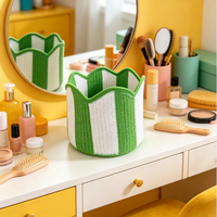 Panier de rangement ovale moderne, décoré de manière romantique et élégante, de haute qualité, personnalisable, en corde de coton tressée, matériaux écologiques, avec poignée