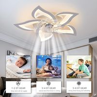 Ventilateur de plafond rétractable en forme de fleur, design pétale, 6 vitesses, réversible, télécommande APP pour chambre à coucher, lampe décorative pour la maison