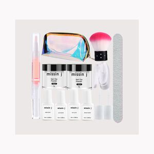 Lujoso Kit de uñas en polvo acrílico de 2 colores, manicura de salón de casa con capa superior Base, herramientas de plástico, juego de uñas en polvo de inmersión - Product Image 5