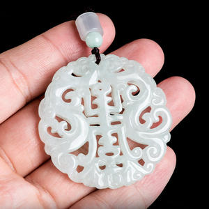 Pendentif en jadéite naturelle, design original ajouré, style chinois classique, cadeau UNISEXE avec certificat d'évaluation HJ44 - Product Image 4