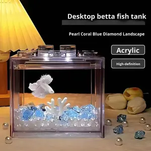 Aquarium miniature pour poissons Betta, blocs de construction à 6 trous, plastique transparent, léger, lumineux, <span class=keywords><strong>eau</strong></span> <span class=keywords><strong>douce</strong></span>, petit aquarium - Product Image 3
