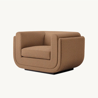 Fauteuil d'appoint élégant et arrondi gris, canapé minimaliste en tissu rembourré en forme de U, fauteuil de club haut de gamme pour hôtel