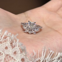 Bague ouverte en moissanite, argent sterling 925, solitaire, ajustable, style statement