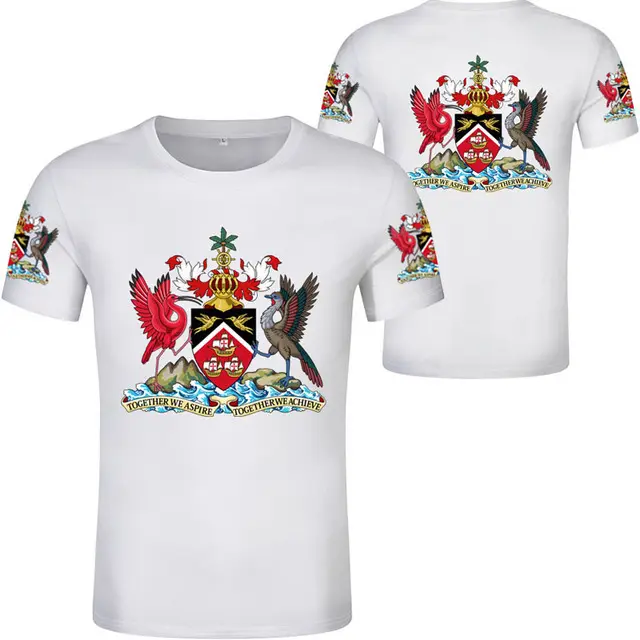 Trinidad And Tobago Tto Nation Flag Plain T Shirt White Men's Street Wear Casual Streetwear Crewneck Factory Direct Wholesale