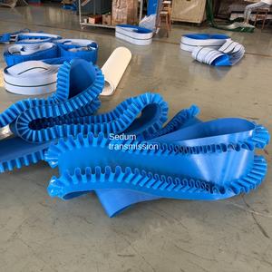 Yeni mavi PU yanak Cleated konveyör bant | Gıda sınıfı yırtılmaya dayanıklı yağ dayanıklı kemer granüller fasulye baharat tozu için - Product Image 4