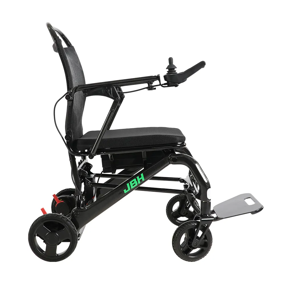Karbonfaser-Rollstuhl Rehabilitationstherapiezubehör schwarzer Elektrostuhl Paraplegie Gelände-elektroroller für draußen