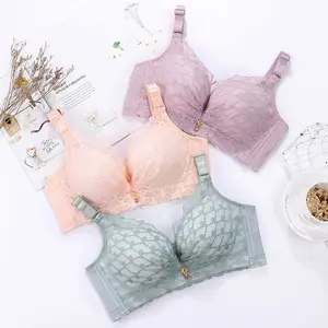 High Quality Comfortable Soft Like Baby Skin Cotton Airtight Honeycomb Cup Lace Pushup Bra With Wire Free