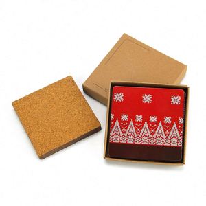 Sous-verres personnalisés en MDF pour boissons, avec impression de logo, pour café, thé, bière, mugs et tasses, en liège ou en bois, pour voiture - Product Image 4