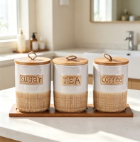 Ensemble de 3 pots à épices en céramique OEM avec couvercles – Rangement de cuisine multifonctionnel pour cadeaux et décoration intérieure