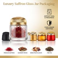 Pot de rangement en verre à rayures verticales multi-usages, couvercle doré côtelé de luxe, vide, pour crème faciale, masque, bakhoor, safran, dattes