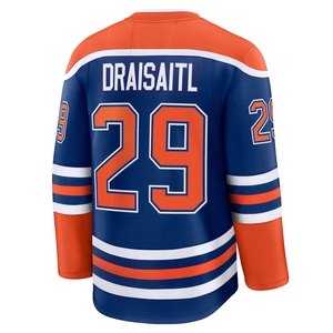 Vente en gros de maillots de hockey sur glace Edmonton Oilers brodés # 97 Connor <span class=keywords><strong>McDavid</strong></span> # 29 Leon Draisaitl # 14 Mattias Ekholm Uniforme de hockey - Product Image 3