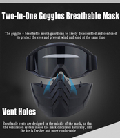 Masque de moto intégral léger, coupe-vent et anti-UV, avec casque détachable pour la conduite en extérieur