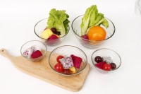 Promotions en gros : Ensemble de 5 bols à salade en verre ondulé avec couvercle – Contenants en verre pour garder les aliments frais