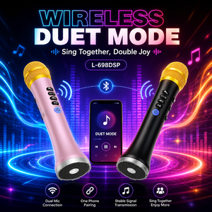 Amplificateur de puissance karaoké 3 en 1, caisson de basses, microphone sans fil Yin, micro, microfono inalambrico profesional, liaison FM à l'autoradio - Product Image 4