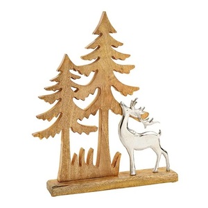 The QUALITY COLLECTION QC-6589 Metal <b>Tree</b> Sculpture on Wooden Base Home Decor Easter Christmas White Wash Finished Modern Design - Product Image 2
