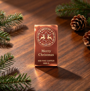 Barre décorative en cuivre pur 999 de 1 kg pour sapin de Noël, ornement festif pour la maison, souvenir - Product Image 4