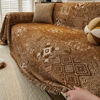 Housse de canapé en jacquard marocain rétro toutes saisons lin épaissi Chenille motif géométrique coussins décoratifs tout compris