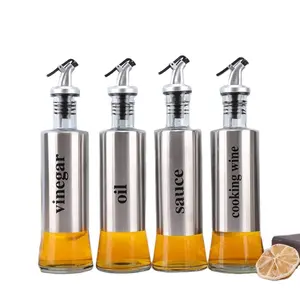 300ml 500ml 750ml Cooking Seasonging Oil Bottle Sauce Glass Bottles Stainless Steel Oil Vinegar Gruet