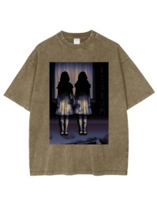 The Shining Twice Oversize camisetas verano 100% algodón tejido cómodo hombro caído cuello redondo peso pesado lavado ácido - Product Image 2