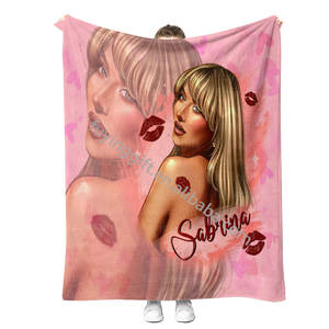 Couverture de l'album Short N' Sweet de <span class=keywords><strong>Sabrina</strong></span> Carpenter, couverture en peluche personnalisée à faible MOQ, couverture en flanelle polaire - Product Image 2