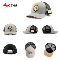 4UGEAR Vente en gros Casquette Trucker en maille de haute qualité, personnalisée, 6 panneaux, en sergé de coton, avec logo brodé 4U doré