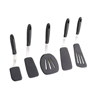 Hilim ช้อนตักเนื้อซิลิโคนและสแตนเลสแบบนอนสติ๊กมีความยืดหยุ่นของใช้ในครัวเรือนอบเครื่องครัว - Product Image 1