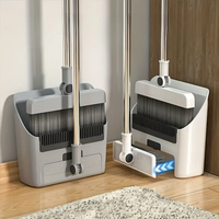 Ensemble balai et pelle pliables 3-en-1 pour le nettoyage domestique, balai à pousser avec long manche, balai magique et pelle combinés
