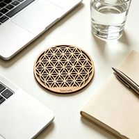 Sous-verre en bois gravé et découpé au laser, motif géométrie sacrée, tapis de yoga et de méditation, décoration d'autel, dessous de plat ajouré à grain de bois, cadeau en gros