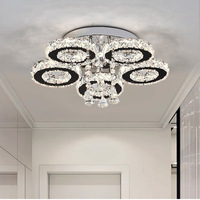 Lustre moderne minimaliste à cinq anneaux en cristal K9 rond pour salon