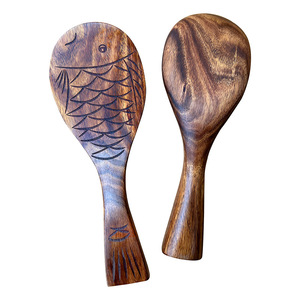 Cuchara de arroz de madera con forma de pez, espesa y duradera, espátula de cocina, utensilios de mesa para el hogar - Product Image 4