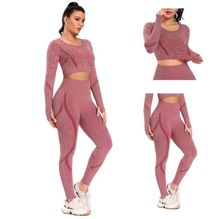 2/3Pcs Seamless Yoga Set Gym Fitness Clothing Women Yoga Suit Sportswear Female Workout Leggings Top Sport Clothes Training Suit