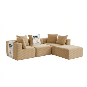Sofá Seccional Modular Miebaca Alirice Cloud Beige de 3 Plazas, Asiento Profundo, Sin Necesidad de Ensamblaje, Diseño Moderno para Sala de Estar - Product Image 1