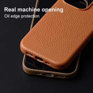 Da chính hãng trường hợp đối với <span class=keywords><strong>iPhone</strong></span> 16 17 Pro Max, Top-Grain da bìa với các nút kim loại và máy ảnh bezel, sang trọng sang trọng Bìa - Product Image 6